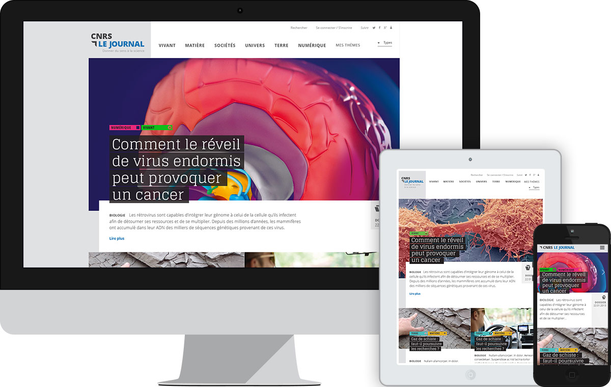 Responsive design Accueil CNRS le journal